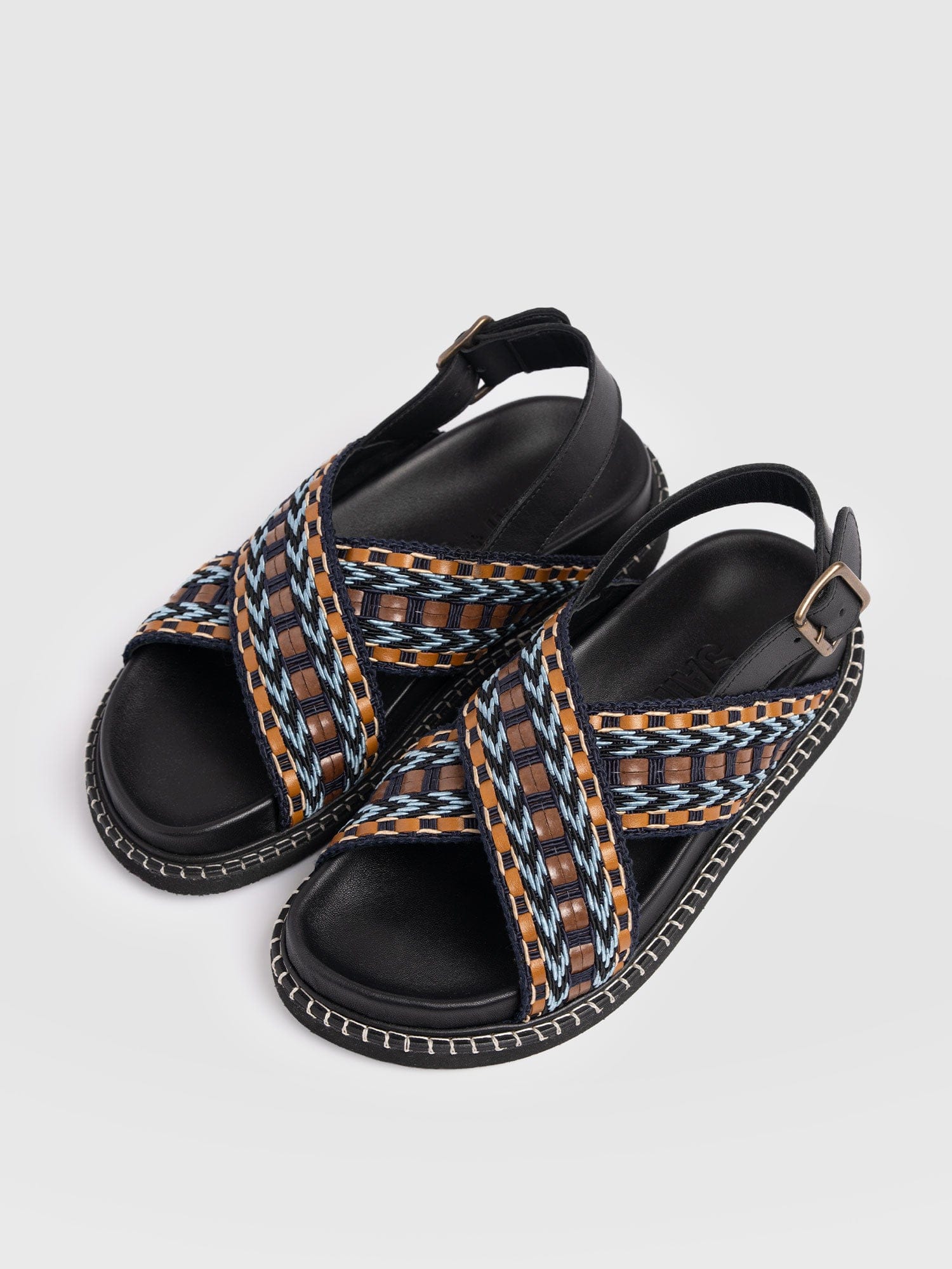 Bonnie Cross Over Sandals - Blue/Brown
